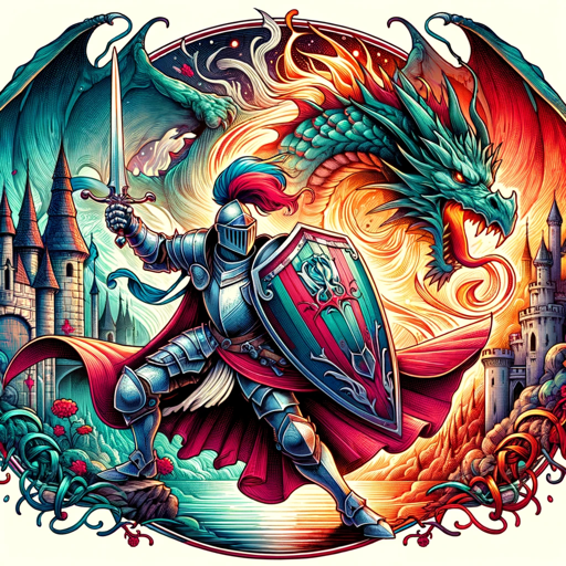 Gpts:Brave Fighter Against Evil Dragon ico design by OpenAI